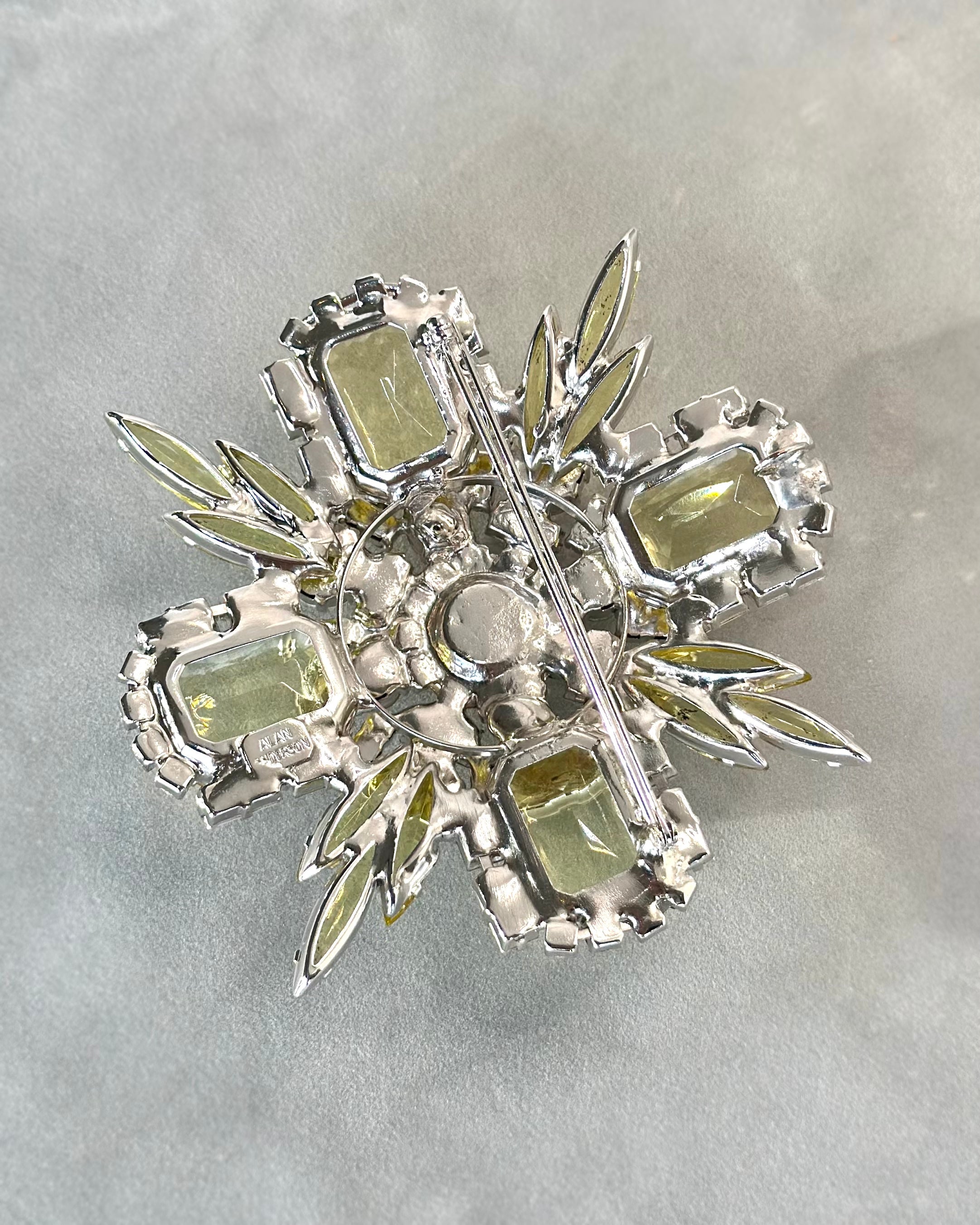 Yellow and Crystal Brooch