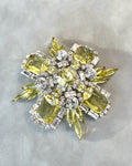 Yellow and Crystal Brooch