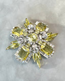 Yellow and Crystal Brooch