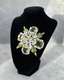 Yellow and Crystal Brooch