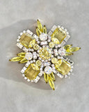 Yellow and Crystal Brooch