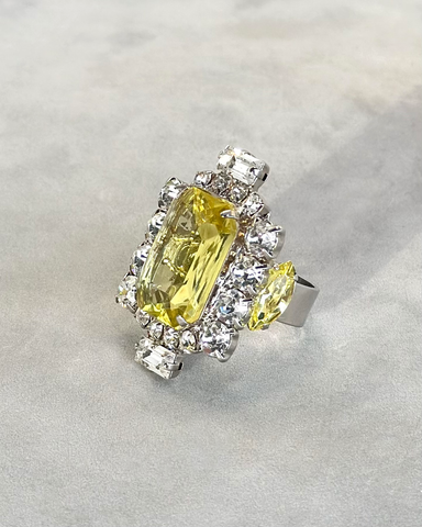 Yellow and Crystal Ring