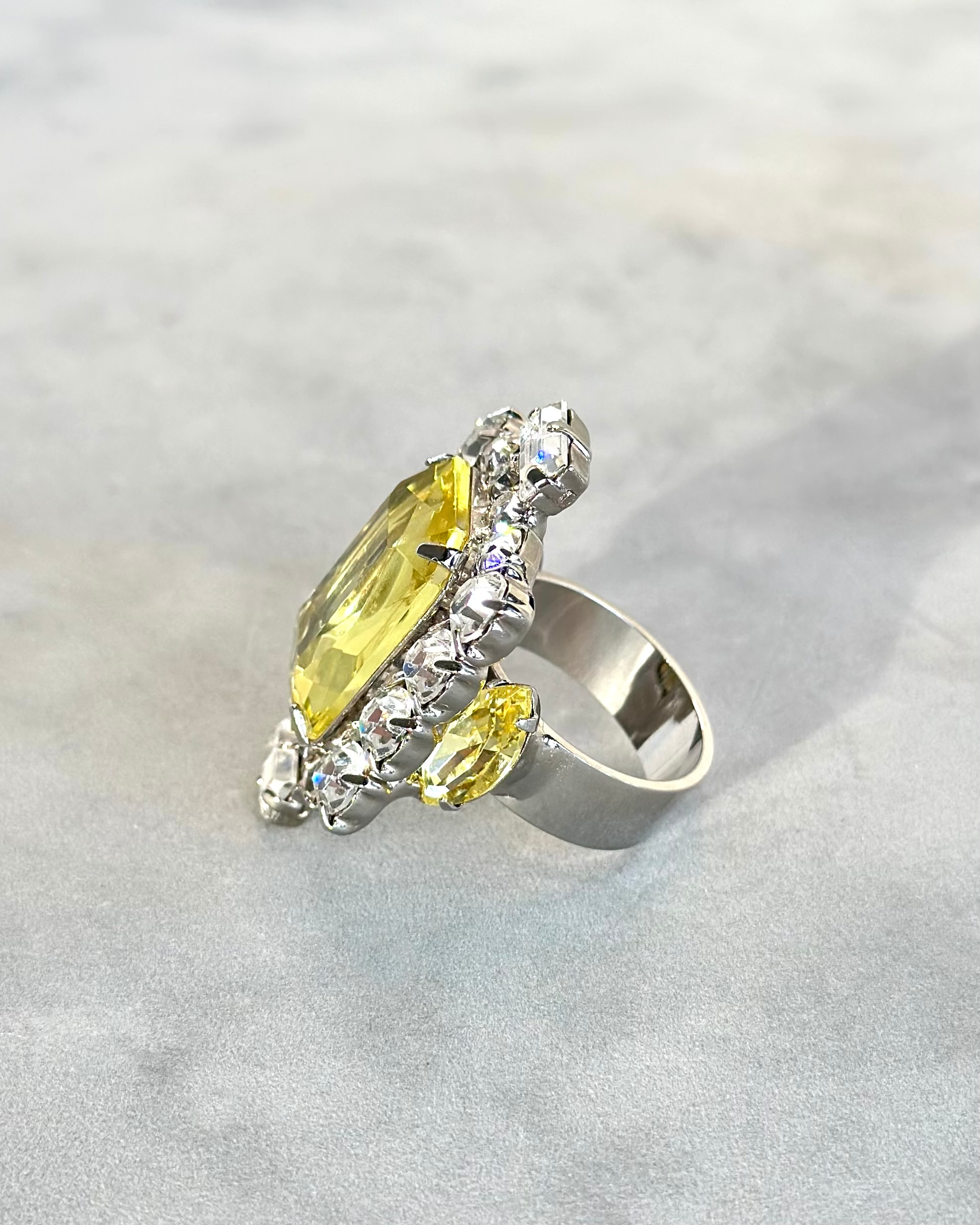 Yellow and Crystal Ring