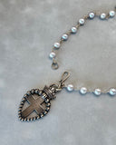 Beloved Sacred Heart Grey Freshwater Pearl Necklace
