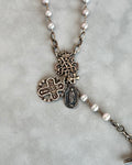 All Saints Grey Pearl Rosary Necklace