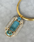 Aquamarine Pendant on Machine-Aged Chain